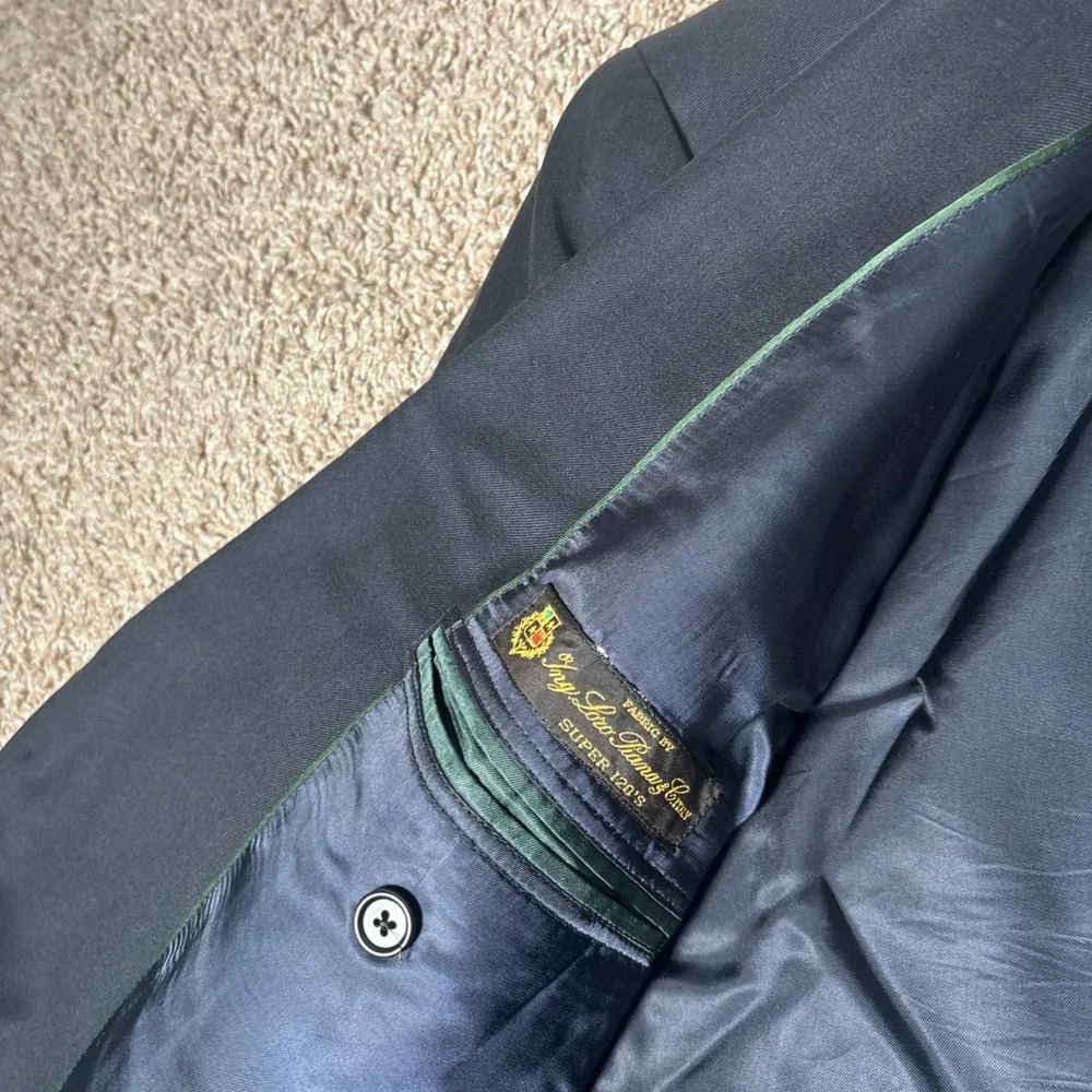 Brooks Brothers Country Club Madison Navy Blue Blazer Loro Piana Gold Button 50L